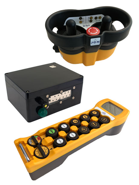 The RC-S and RC-SP radio control remote control transmitters and receiver from J D Neuhaus, for the safe and convenient control of hoists and cranes.