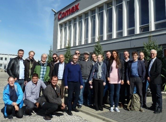 Members of the consortium on a visit to Kęty in Poland to learn about the development of ore dressing equipment at a demonstration event hosted by Comex