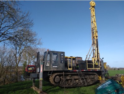 Drill rig sited over drill hole 11-3643-10 and ready to be extended by 200-250 metres to test the mineralized target zone at the base of the Waulsortian limestone. A lovely winter’s day in Ireland!