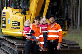 (L to R) Holly Sharpe holding daughter Harlee, four-year-old Billie and her husband Phil Sharpe