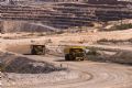 Komatsu autonomous haul trucks demonstrate their unmanned capabilities at the company's Arizona Proving Grounds in Tucson, AZ, in March 2018.